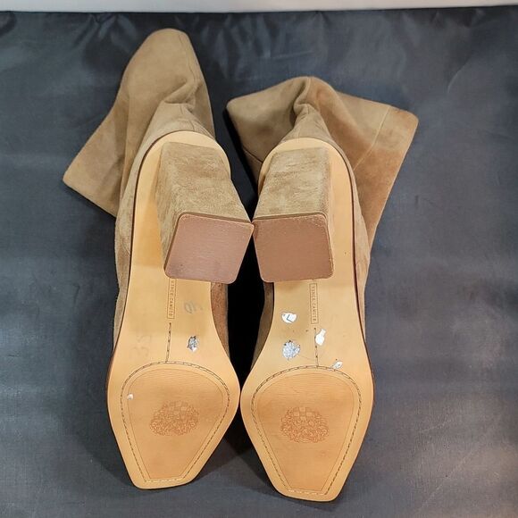 VINCE CAMUTO DANTANIA MID CALF SQUARE TOE BLOCK HEEL SUEDE BOOT - Picture 15 of 16